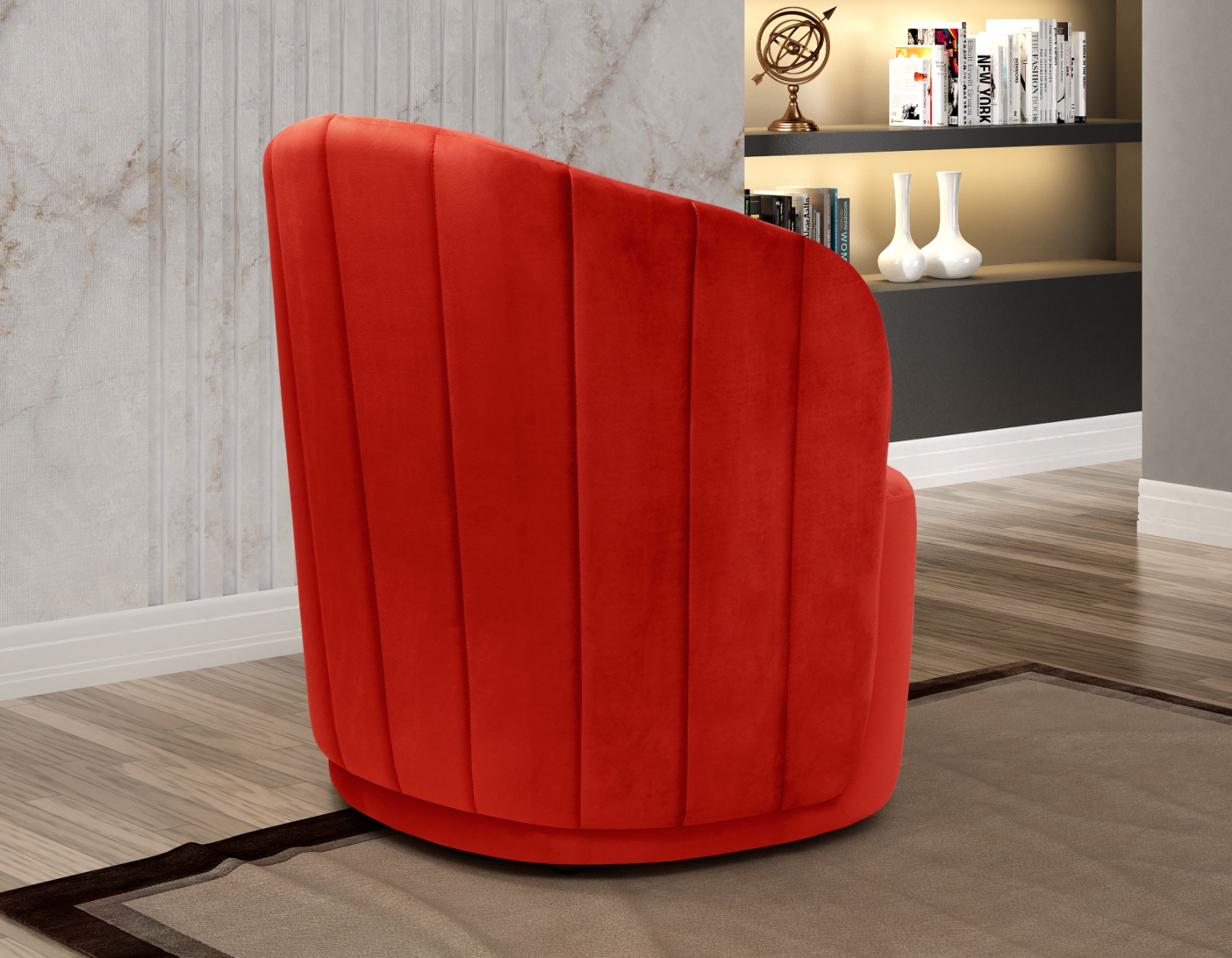 Poltrona Decorativa Stela - Suede Vermelho