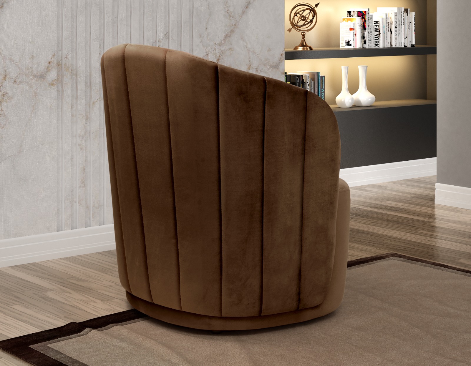 Poltrona Decorativa Stela - Veludo Marrom