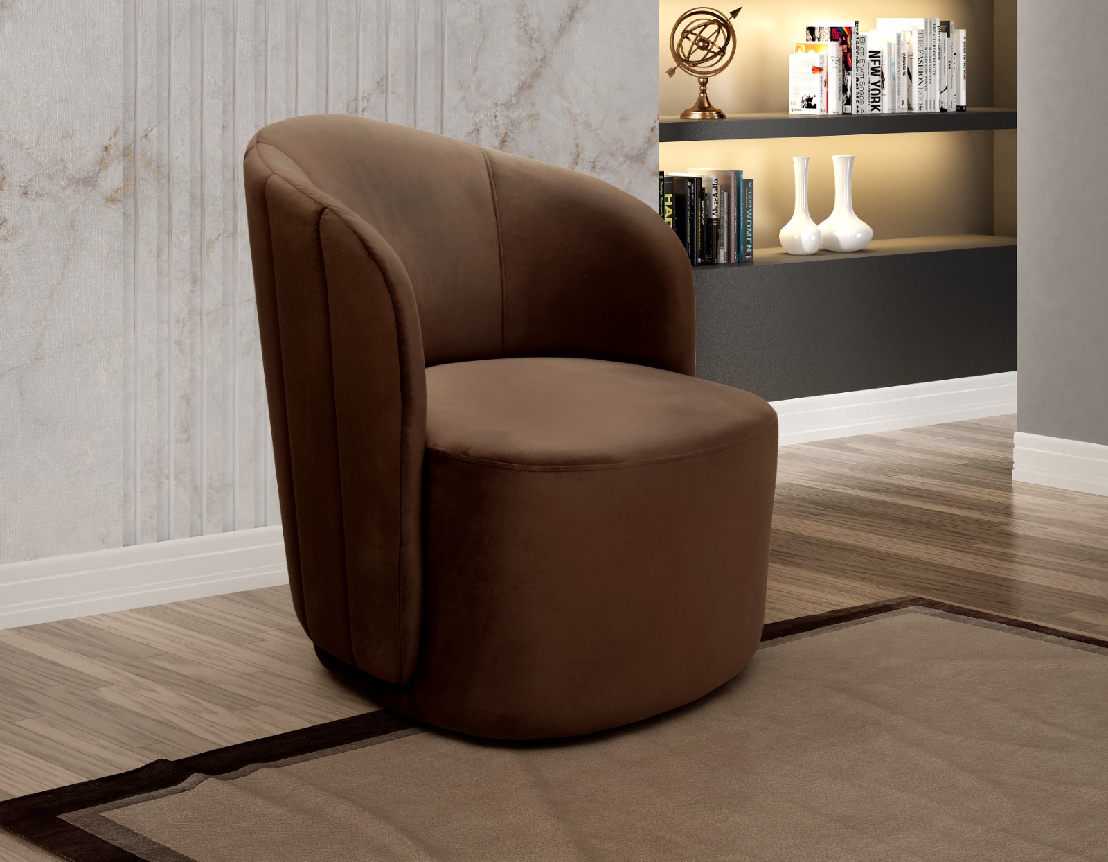 Poltrona Decorativa Stela - Veludo Marrom
