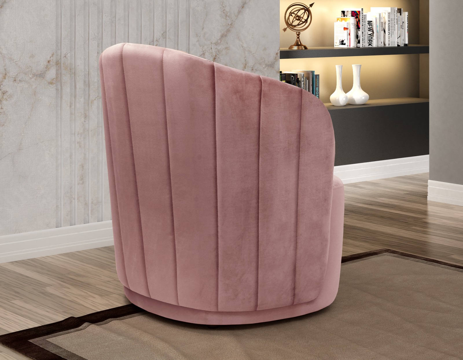 Poltrona Decorativa Stela - Veludo Rosê