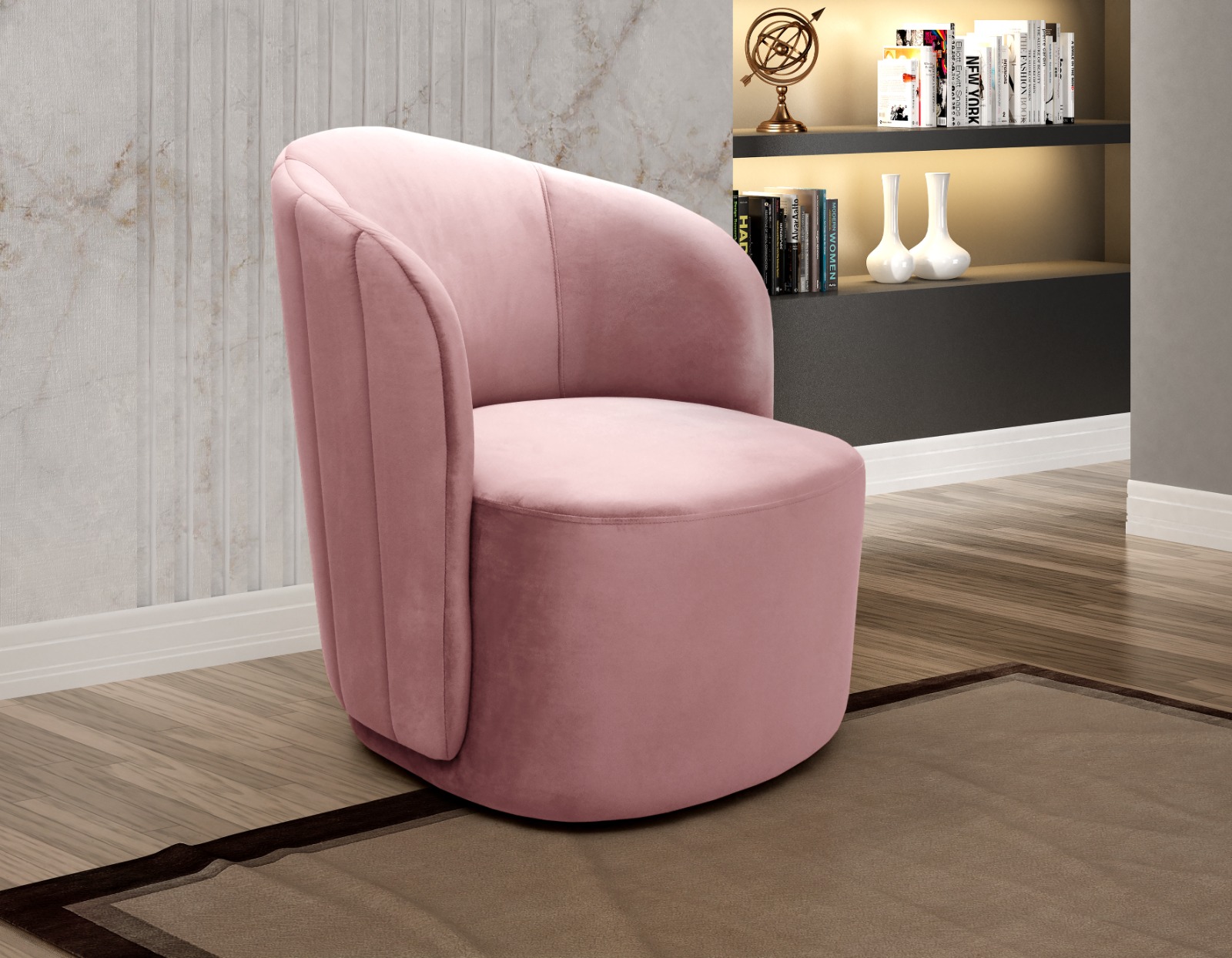 Poltrona Decorativa Stela - Veludo Rosê