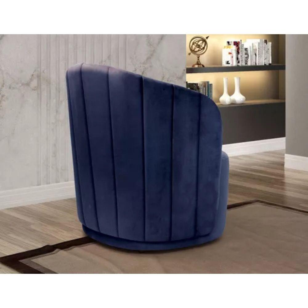 Poltrona Decorativa Stela Suede Azul Marinho