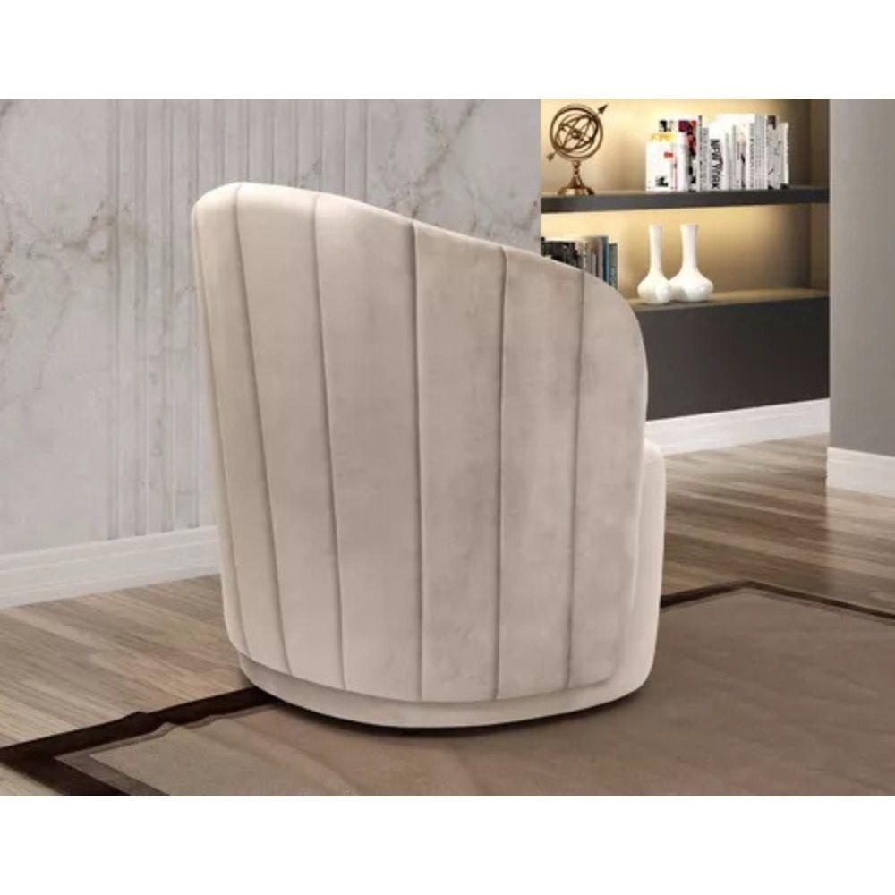 Poltrona Decorativa Stela Suede Bege Claro
