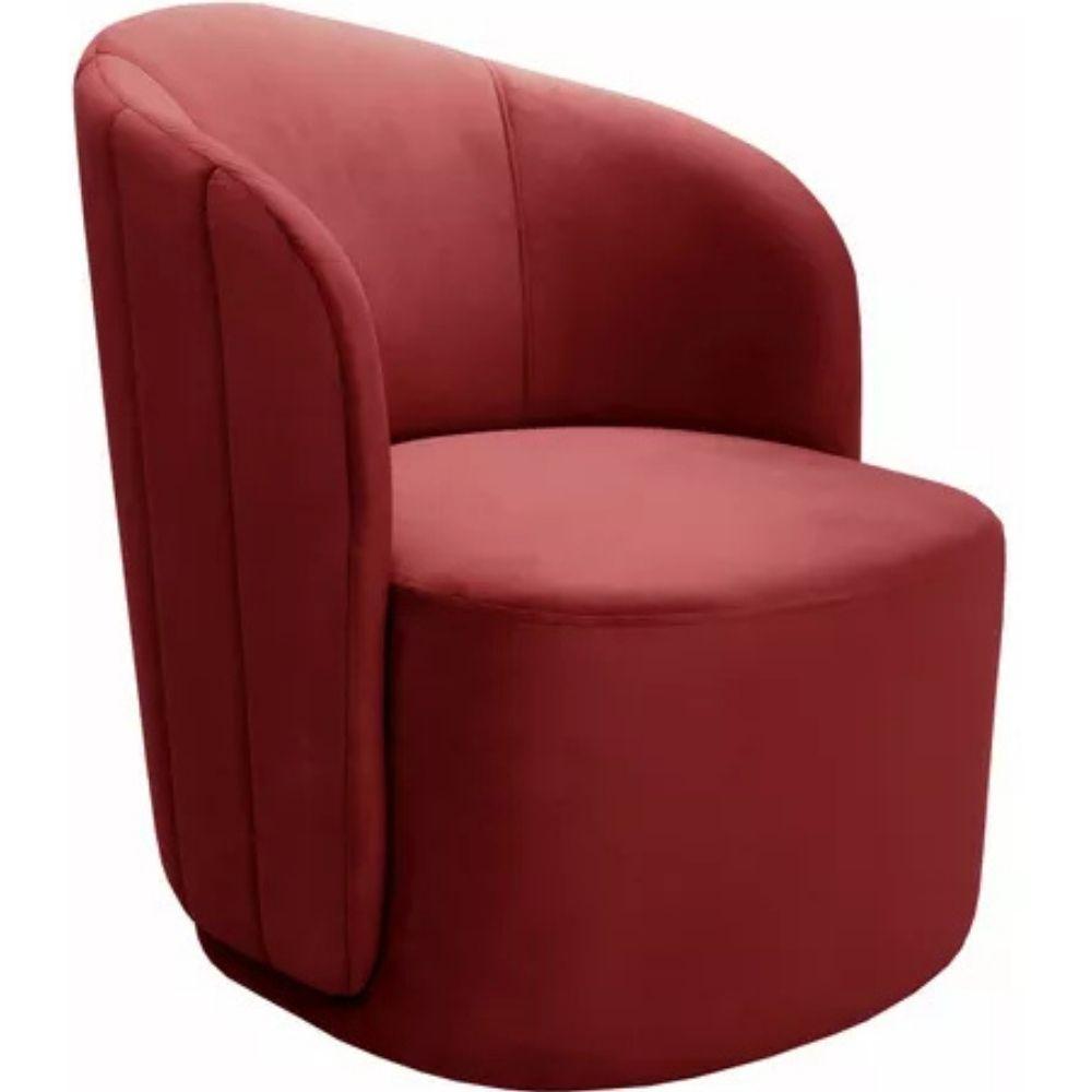 Poltrona Decorativa Stela Suede Bordô