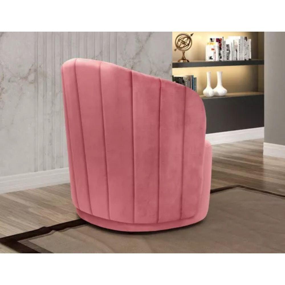 Poltrona Decorativa Stela Suede Rosa