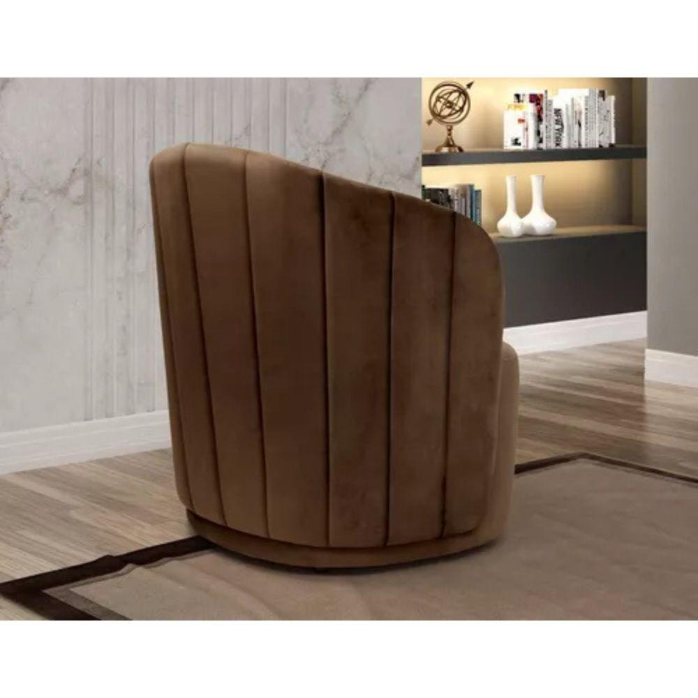 Poltrona Decorativa Stela Veludo Marrom