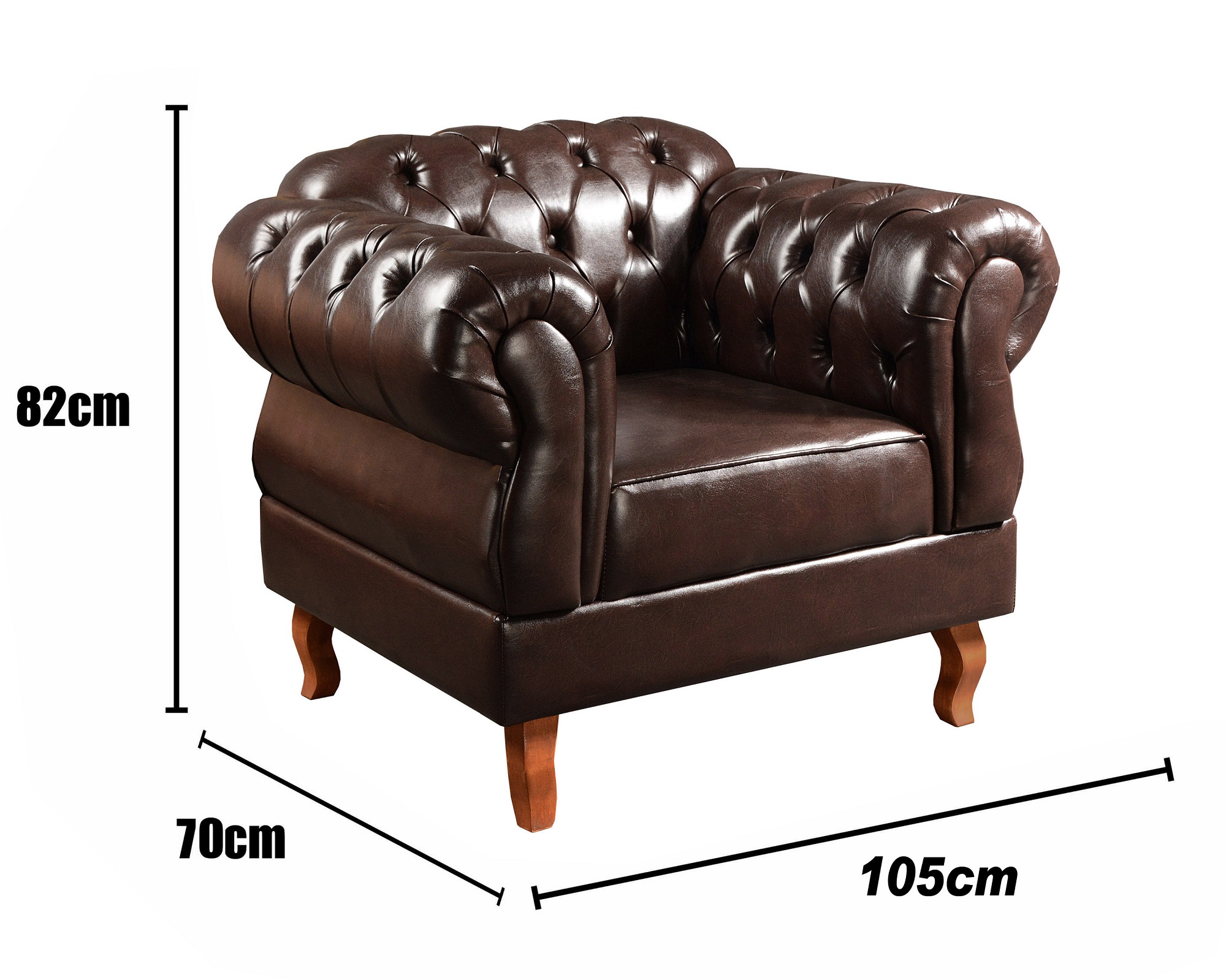 Poltrona Duquesa 1 Lugar Chesterfield Clássica Capitonê - Café
