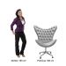 Poltrona Egg Alice Com Capitonê Pé Giratório Com Rodinhas - Suede Azul Marinho