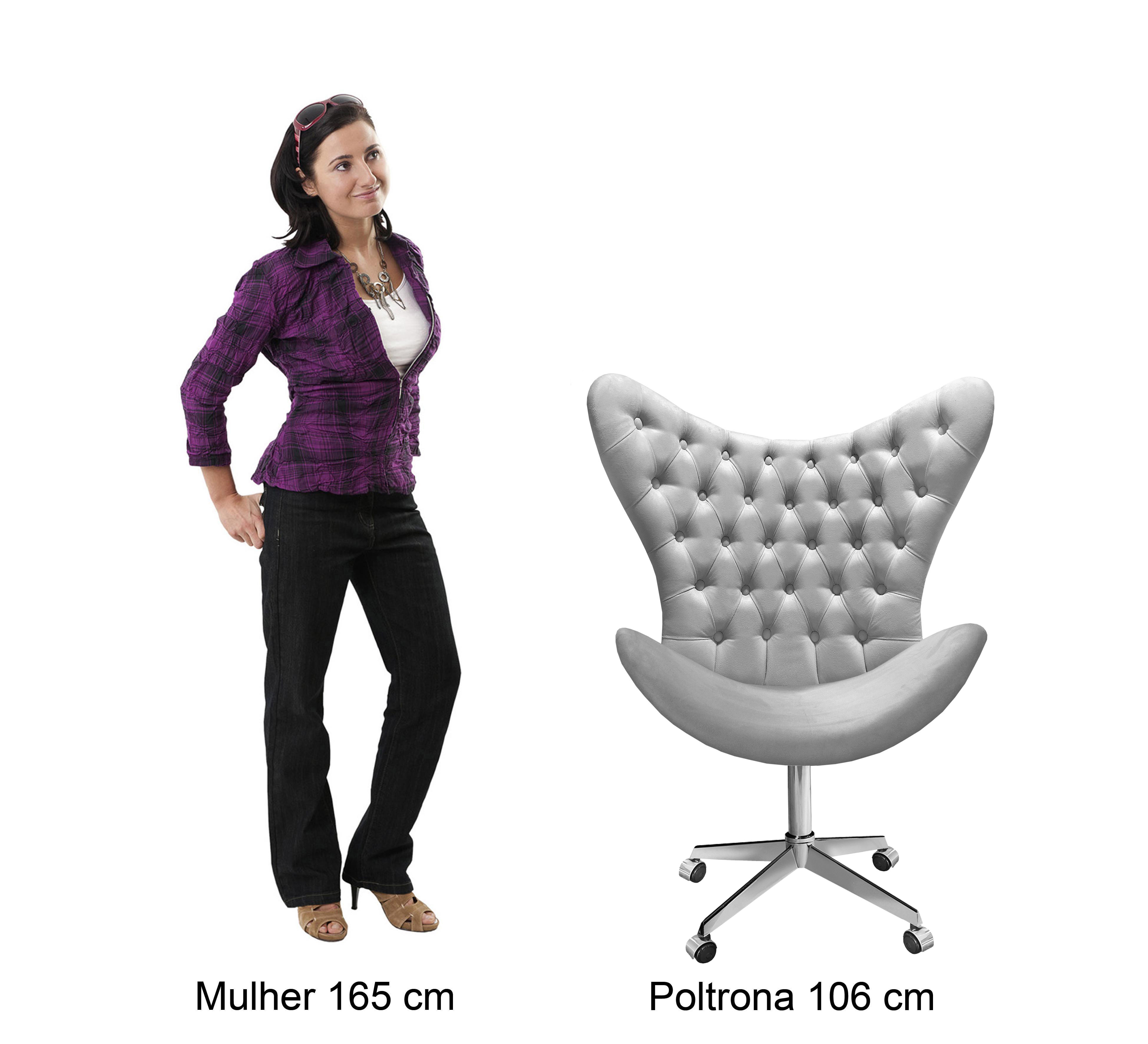 Poltrona Egg Alice Com Capitonê Pé Giratório Com Rodinhas - Suede Rosa
