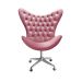 Poltrona Egg Com Strass Pé Giratório Alumínio Com Rodízios - Suede Rosa