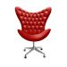 Poltrona Egg Com Strass Pé Giratório Alumínio Com Rodízios - Suede Vermelho