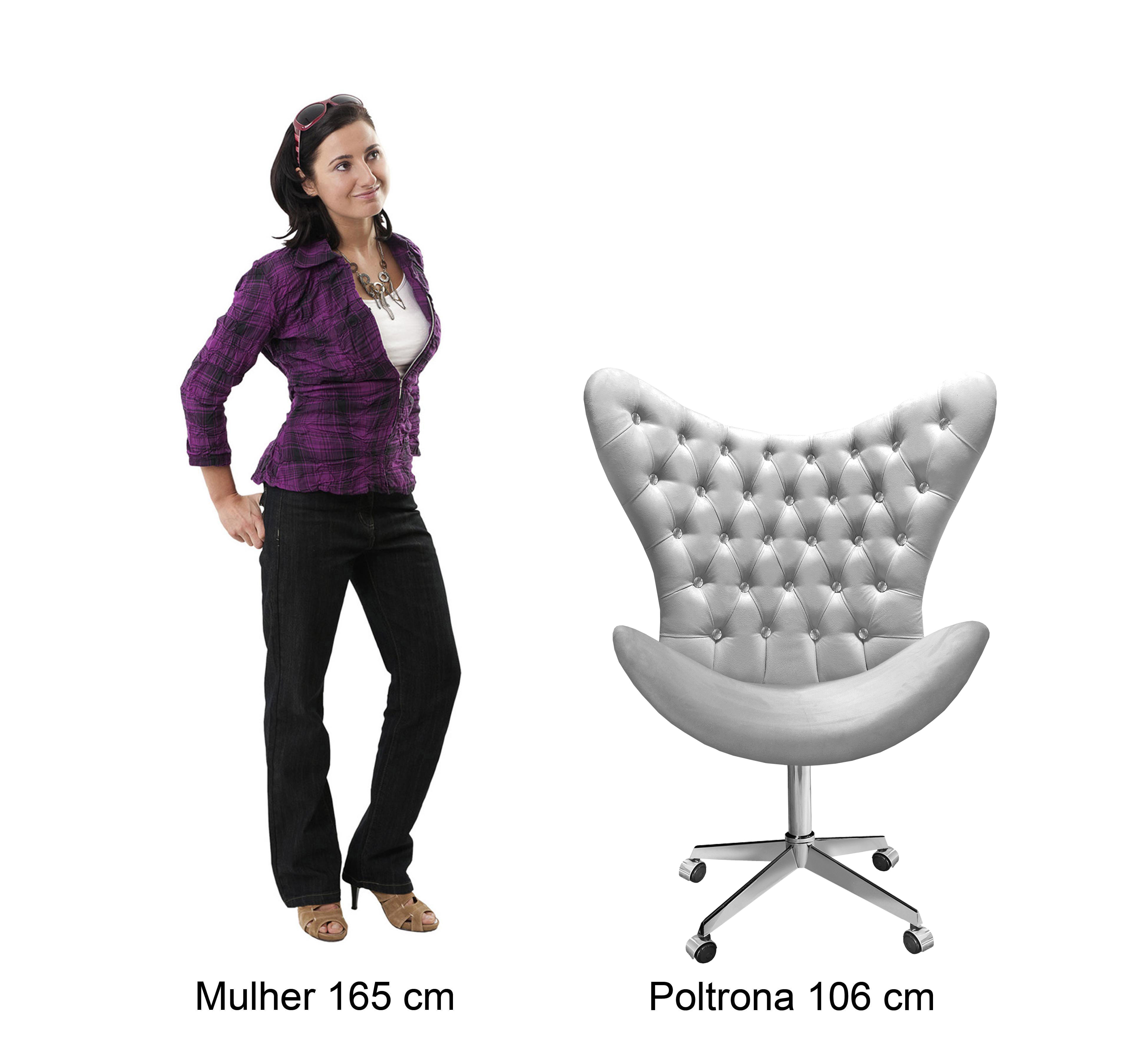 Poltrona Egg Com Strass Pé Giratório Alumínio Com Rodízios - Suede Vermelho