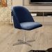 Poltrona Gaia Base Giratória De Alumínio - Suede Azul