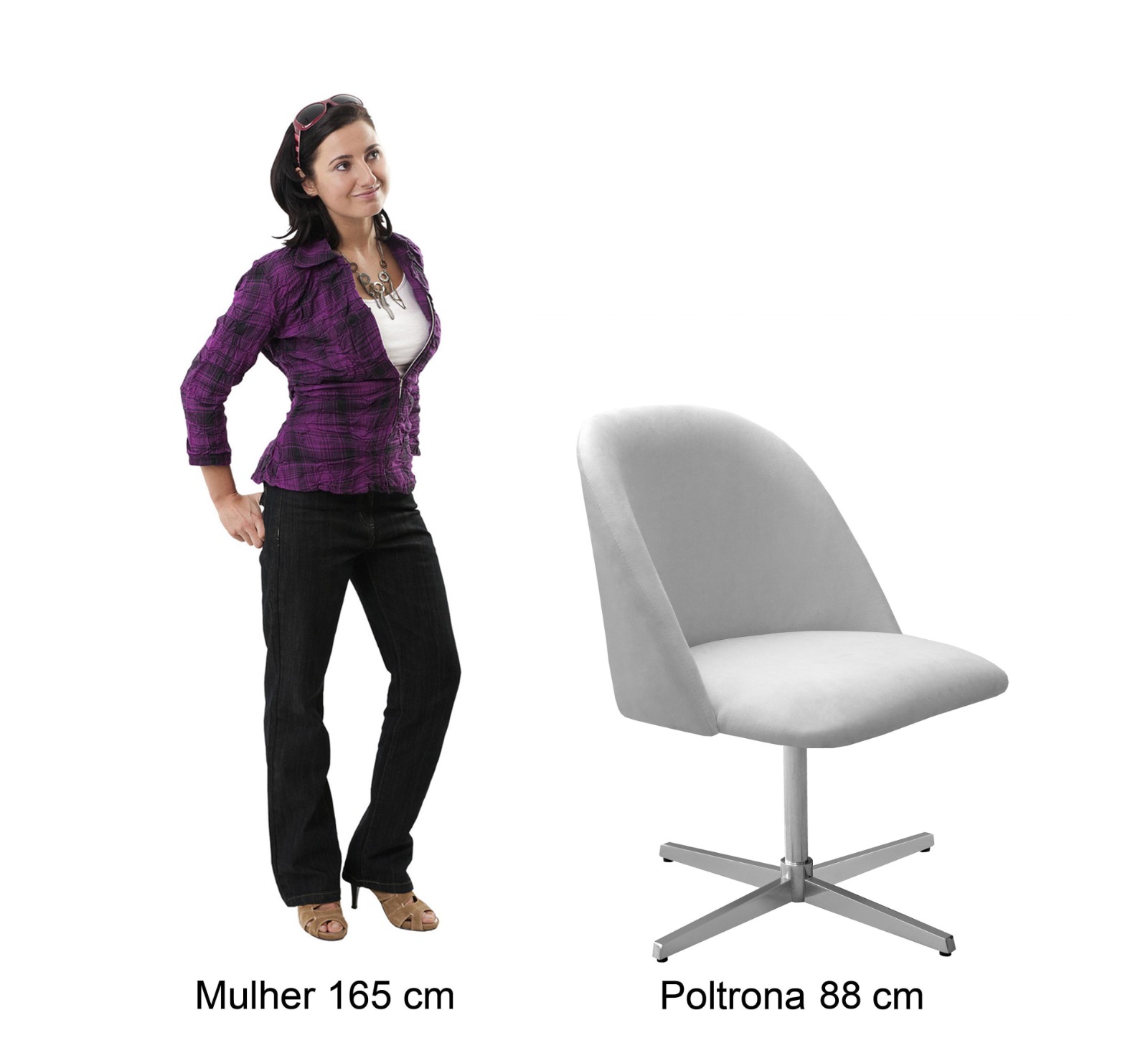 Poltrona Gaia Base Giratória De Alumínio - Suede Azul