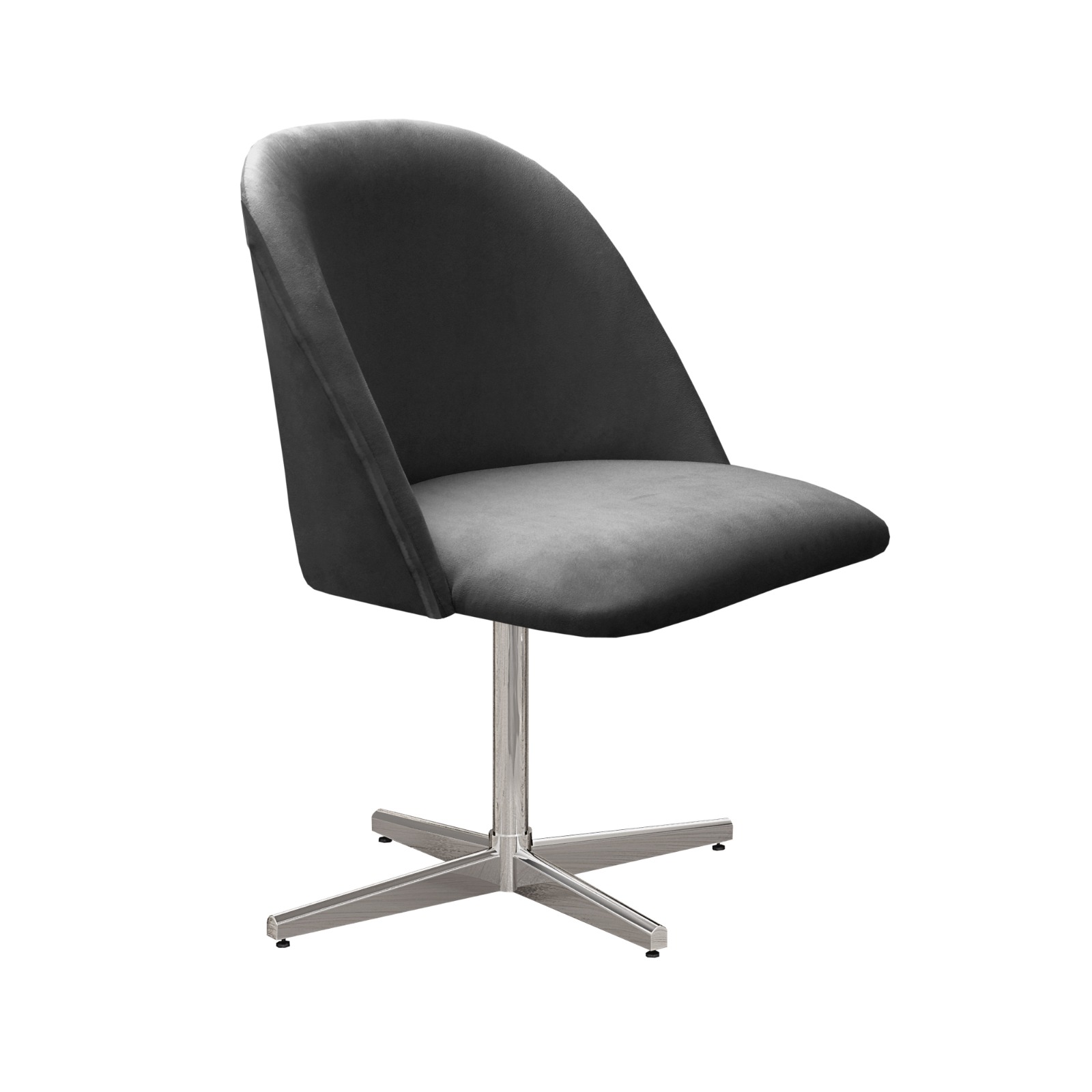 Poltrona Gaia Base Giratória De Alumínio - Suede Cinza