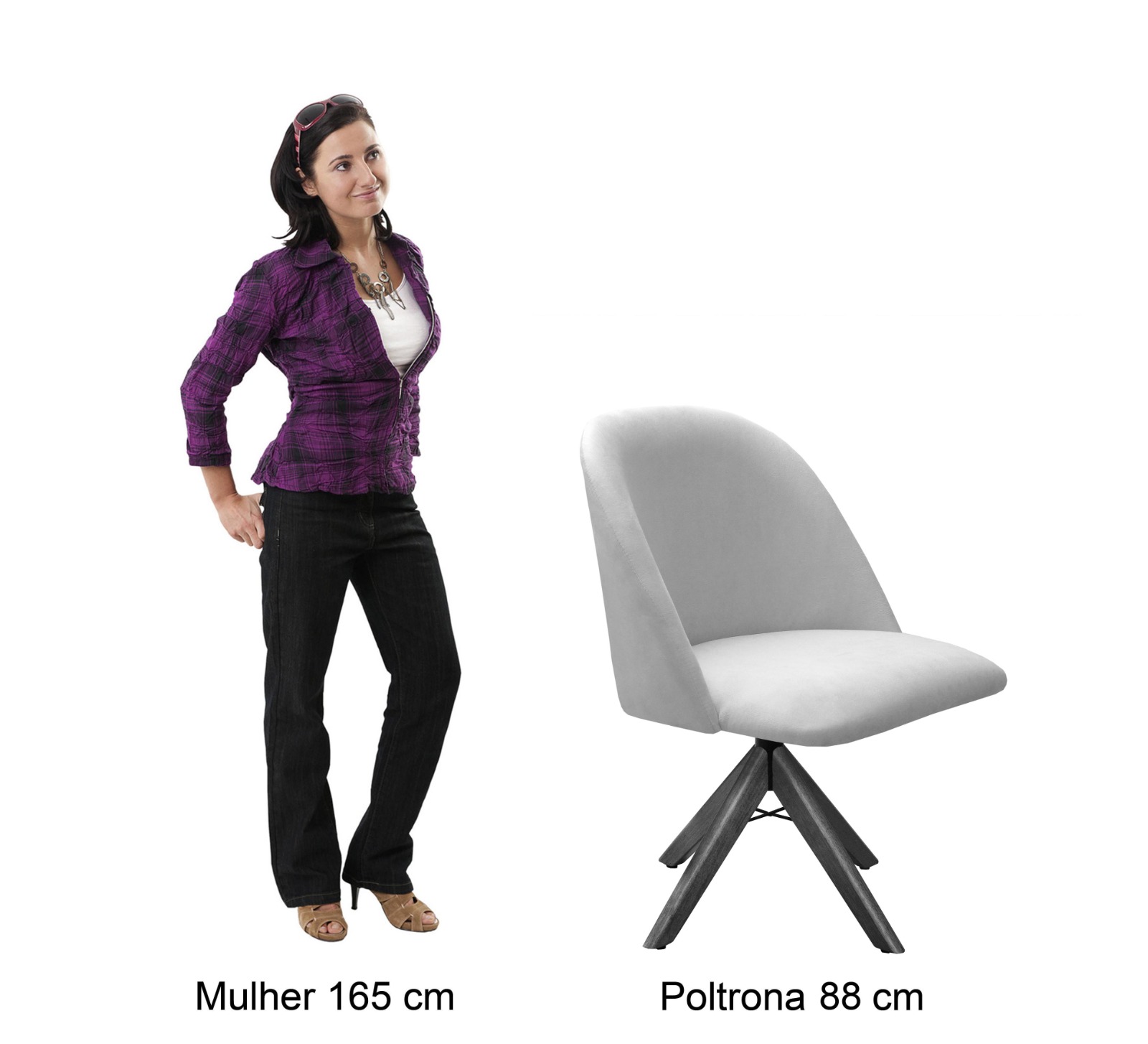 Poltrona Gaia Base Giratória De Madeira - Suede Azul