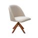 Poltrona Gaia Base Giratória De Madeira - Suede Bege
