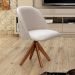 Poltrona Gaia Base Giratória De Madeira - Suede Bege