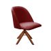 Poltrona Gaia Base Giratória De Madeira - Suede Bordô