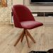 Poltrona Gaia Base Giratória De Madeira - Suede Bordô