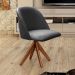 Poltrona Gaia Base Giratória De Madeira - Suede Cinza