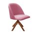 Poltrona Gaia Base Giratória De Madeira - Suede Rosa