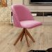 Poltrona Gaia Base Giratória De Madeira - Suede Rosa