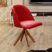 Poltrona Gaia Base Giratória De Madeira - Suede Vermelho