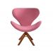 Poltrona Giratória Ísis Base Madeira - Suede Rosa