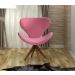 Poltrona Giratória Ísis Base Madeira - Suede Rosa