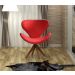 Poltrona Giratória Ísis Base Madeira - Suede Vermelho