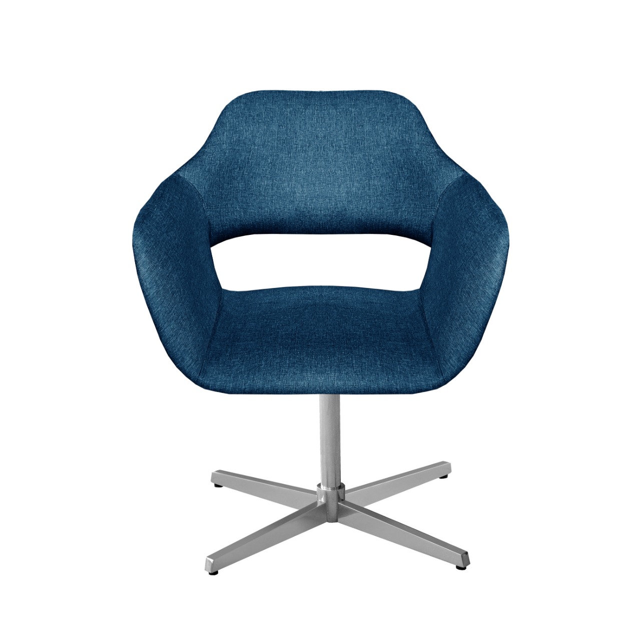 Poltrona Giratória Zara Base Cromada - Linho Azul