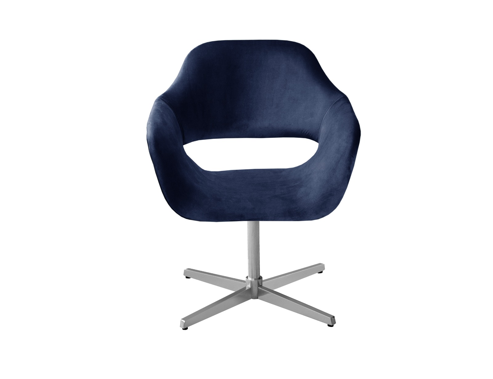 Poltrona Giratória Zara Base Cromada - Suede Azul