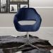 Poltrona Giratória Zara Base Cromada - Suede Azul