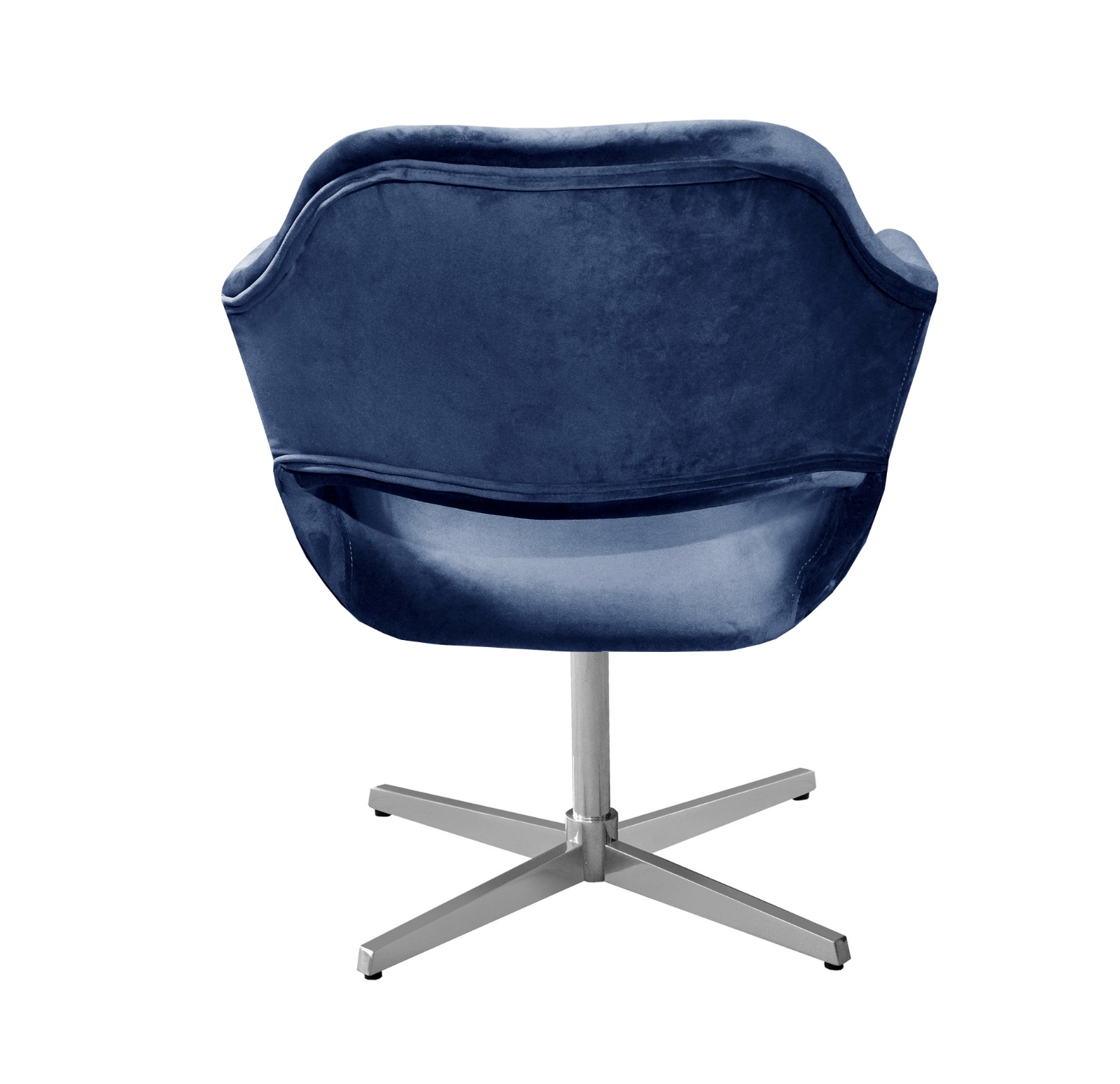 Poltrona Giratória Zara Base Cromada - Suede Azul