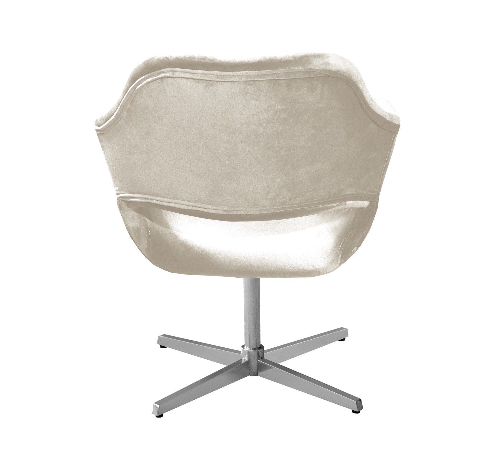 Poltrona Giratória Zara Base Cromada - Suede Bege
