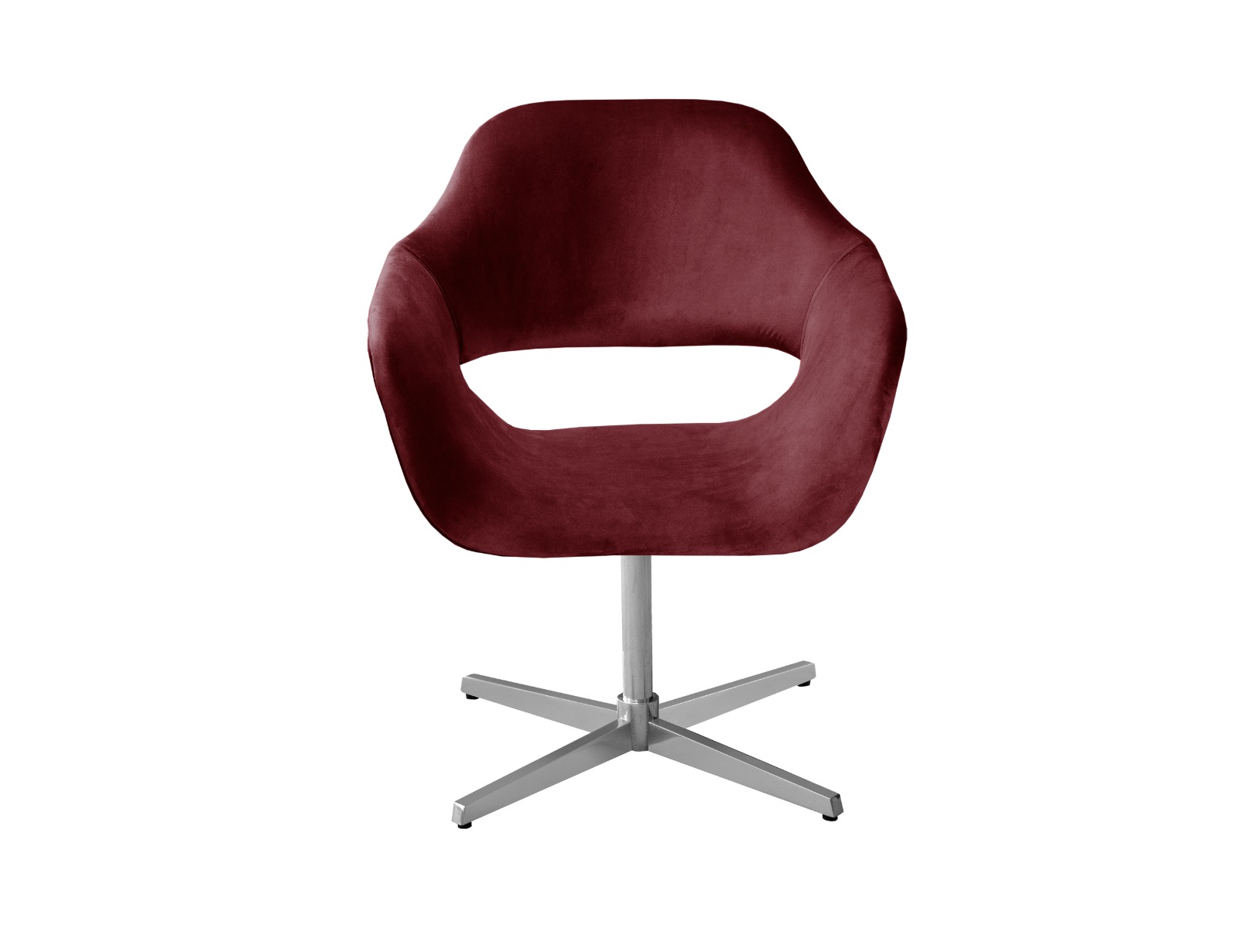 Poltrona Giratória Zara Base Cromada - Suede Bordô