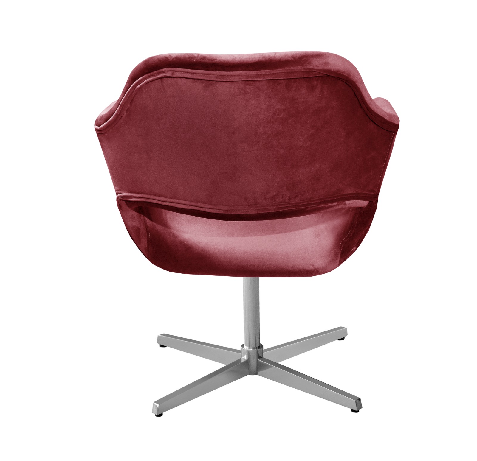Poltrona Giratória Zara Base Cromada - Suede Bordô