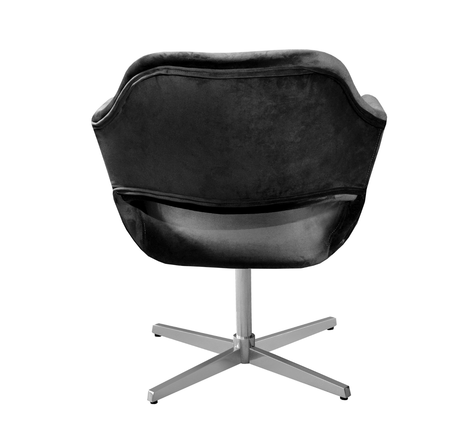 Poltrona Giratória Zara Base Cromada - Suede Cinza Grafite