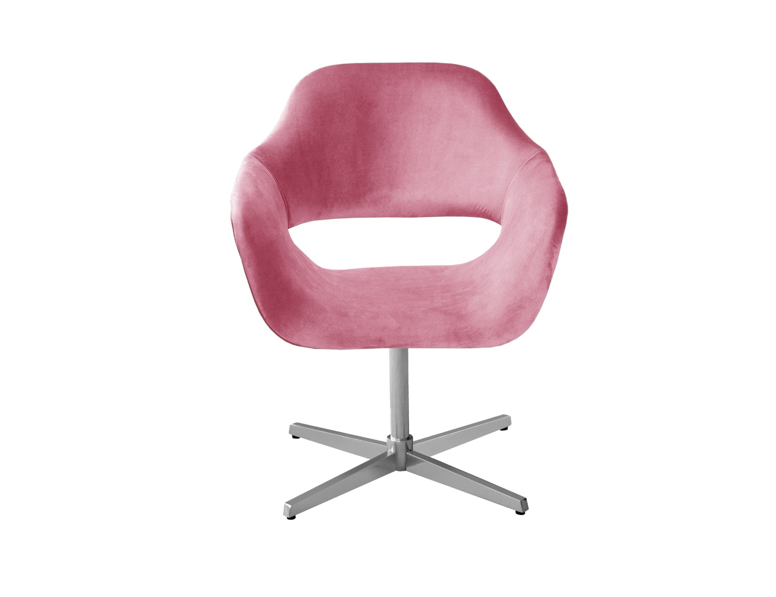Poltrona Giratória Zara Base Cromada - Suede Rosa