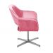 Poltrona Giratória Zara Base Cromada - Suede Rosa