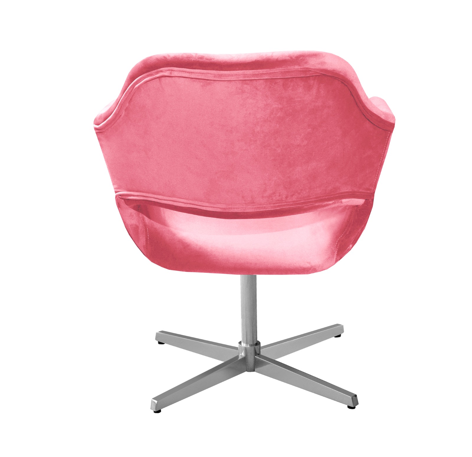 Poltrona Giratória Zara Base Cromada - Suede Rosa