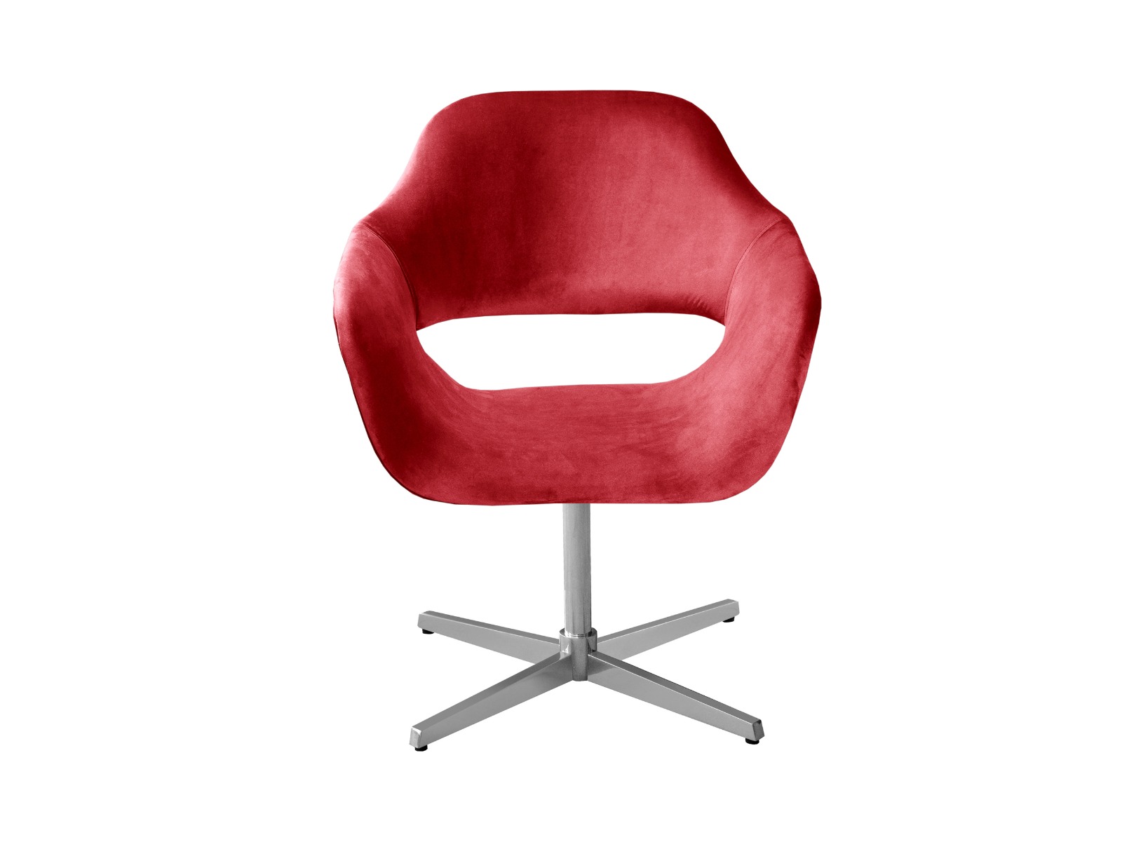 Poltrona Giratória Zara Base Cromada - Suede Vermelho