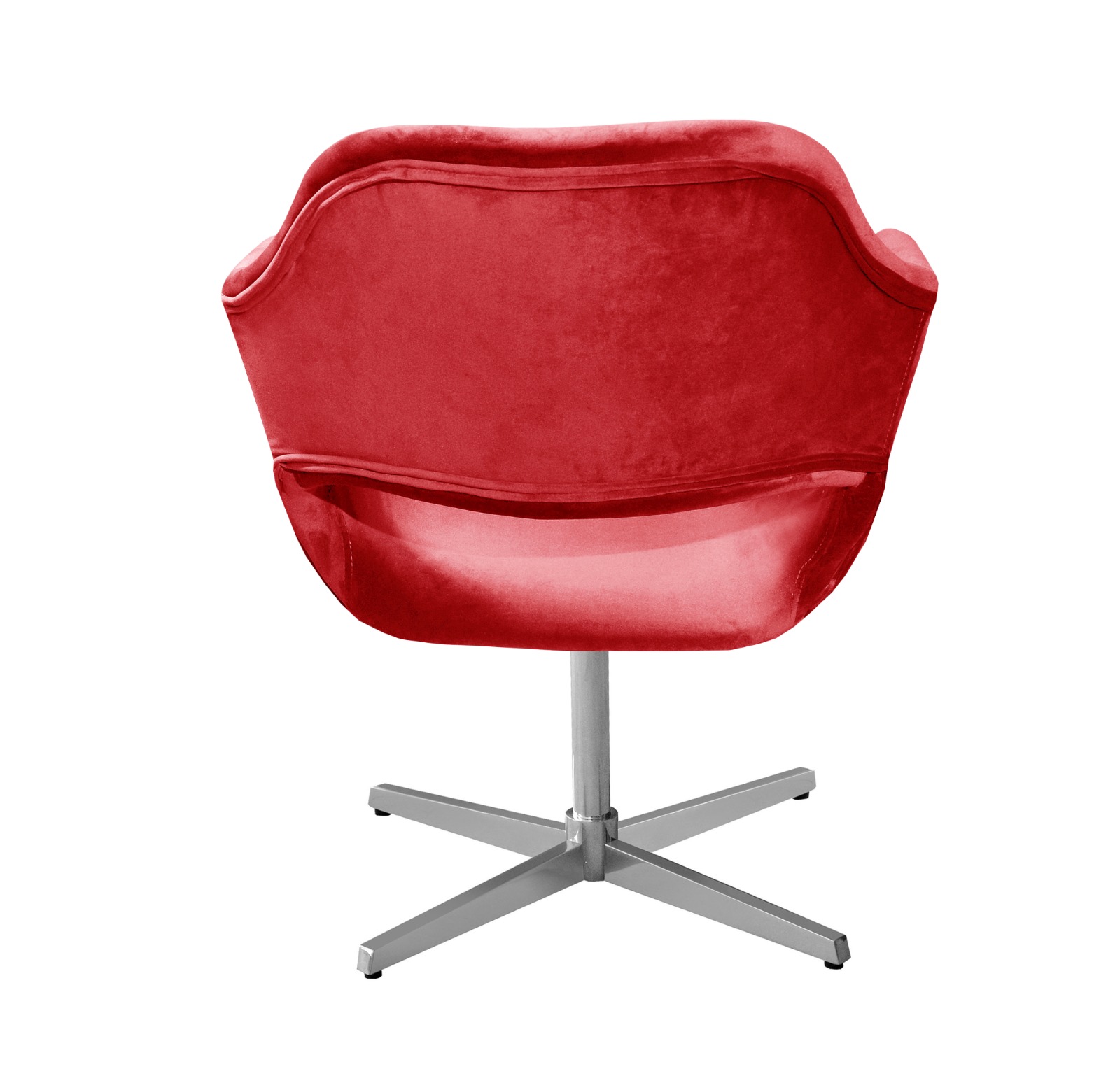 Poltrona Giratória Zara Base Cromada - Suede Vermelho