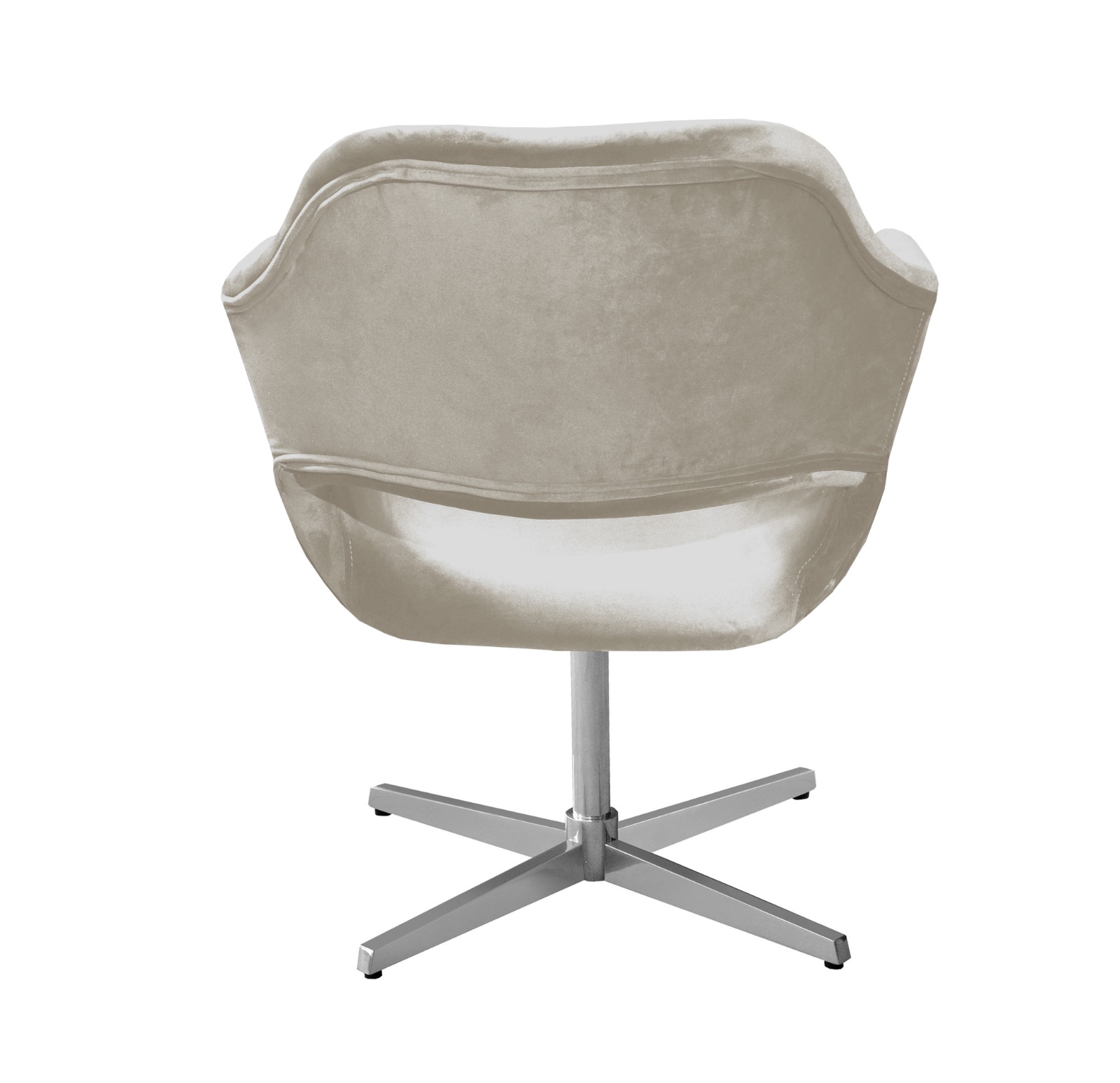 Poltrona Giratória Zara Base Cromada - Veludo Capuccino