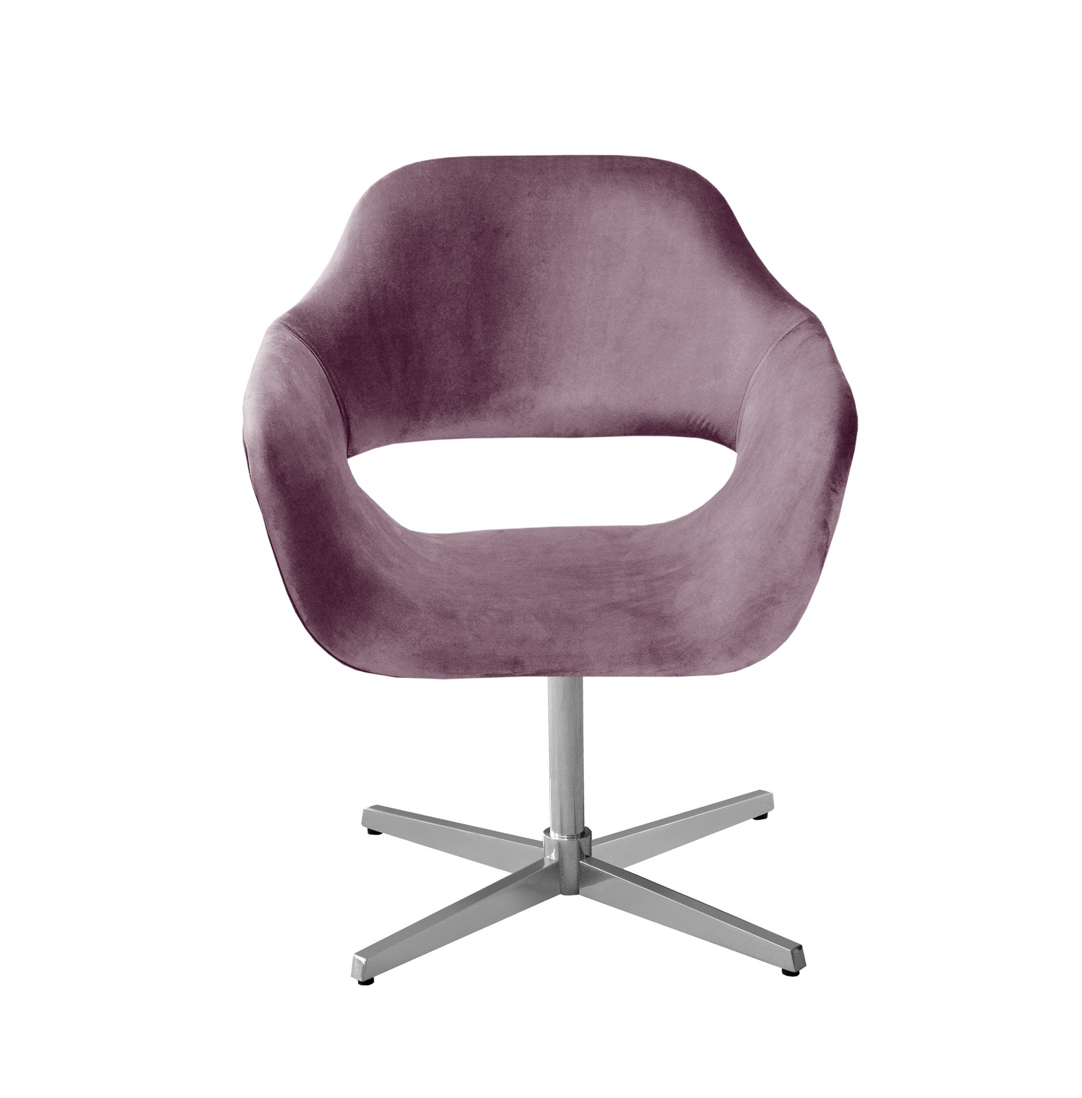 Poltrona Giratória Zara Base Cromada - Veludo Roxo