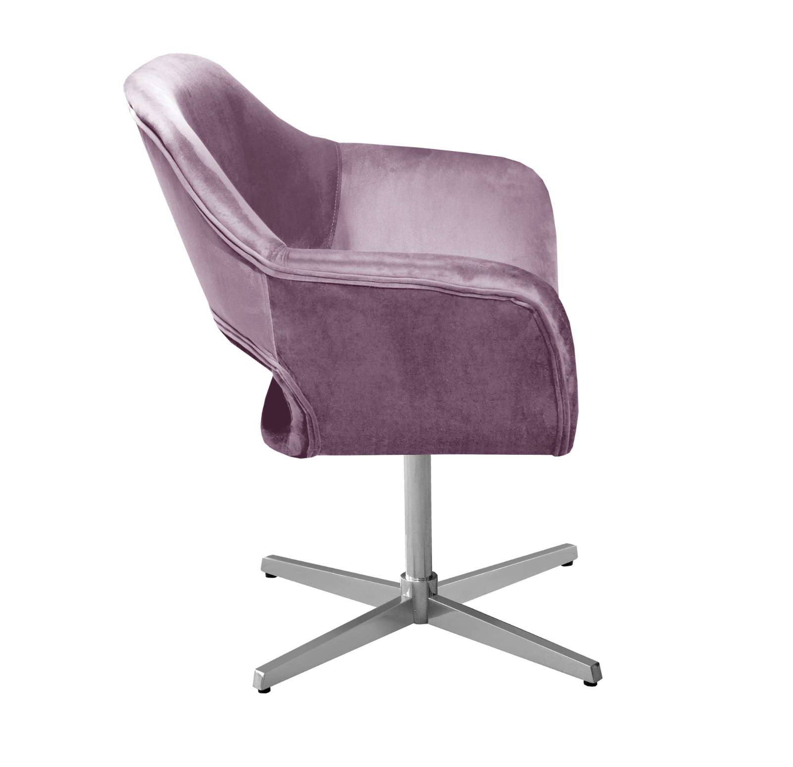Poltrona Giratória Zara Base Cromada - Veludo Roxo
