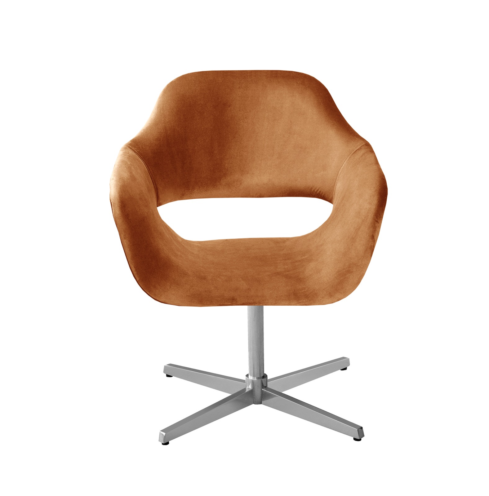 Poltrona Giratória Zara Base Cromada - Veludo Terracota