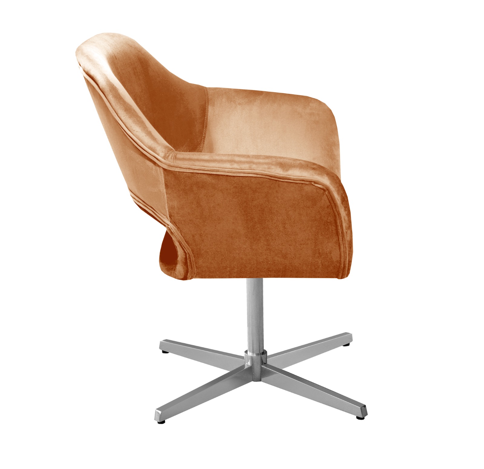 Poltrona Giratória Zara Base Cromada - Veludo Terracota