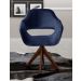 Poltrona Giratória Zara Base Madeira - Suede Azul